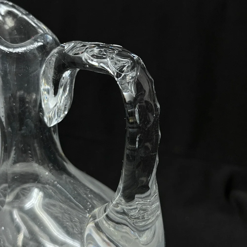 Vintage Cut Glass Handled Cruet‎ Decanter with Stopper Starburst Diamond Pattern